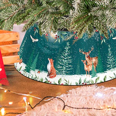 Tree Skirt - Green Woodland Scene for wholesale by CREEKWOOD GARDEN AND GIFT LTD
