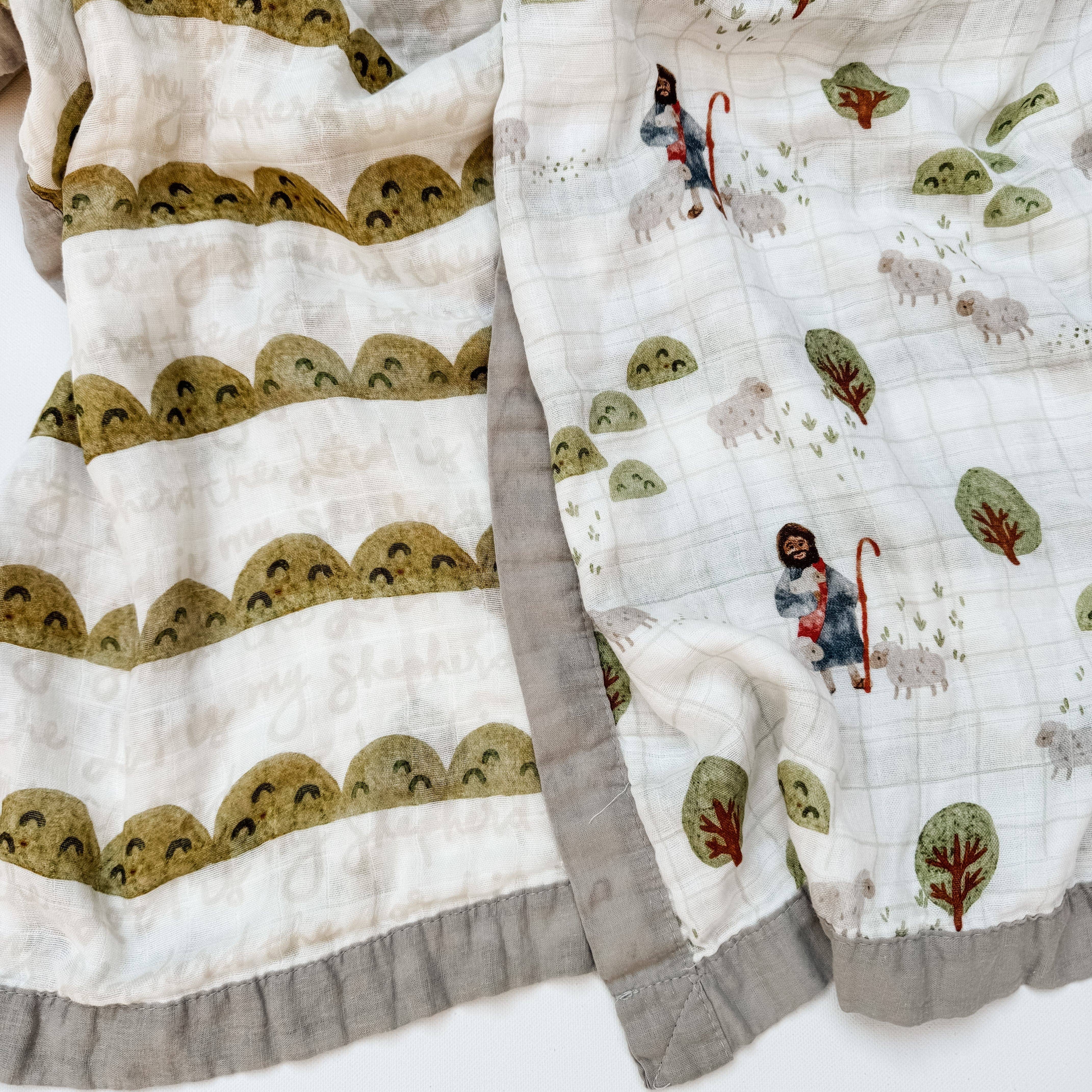 The Little Rose Shop - Wholesale Bedding Blanket - Kids & Baby - The Lord is my Shepherd - Catholic Luxury Double Sided Muslin Blanket6