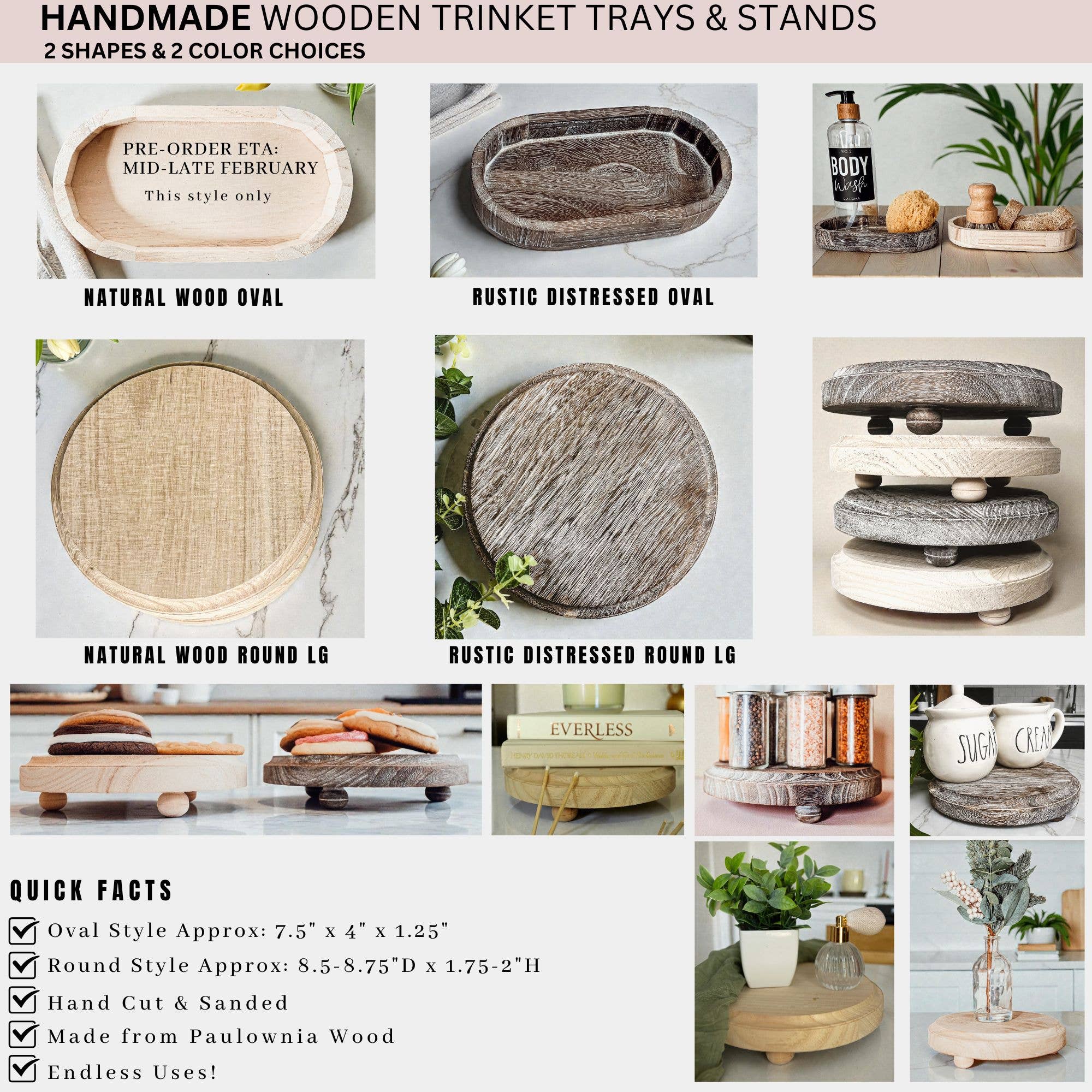 Gia Roma - Wholesale Decorative Tray - Rustic Wood Tray, Handmade Wooden Dispenser & Trinket Tray1