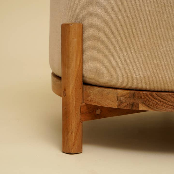 Expo Bazaar – wholesale Ottoman – Ottaman With Wooden Legs and Handle