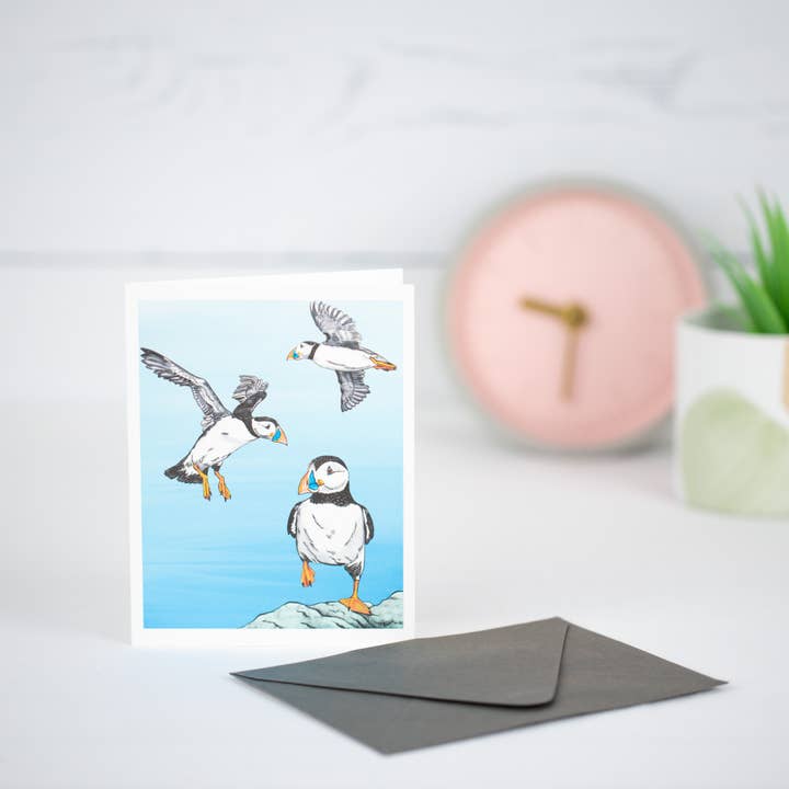 Cartão de saudação A2 Atlantic Puffins por atacado de Pinpoint Studio