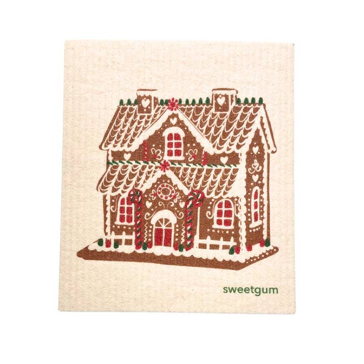 Sweetgum Home - Wholesale Dishcloth - Gingerbread House Swedish Dishcloth | Christmas & wintertime1