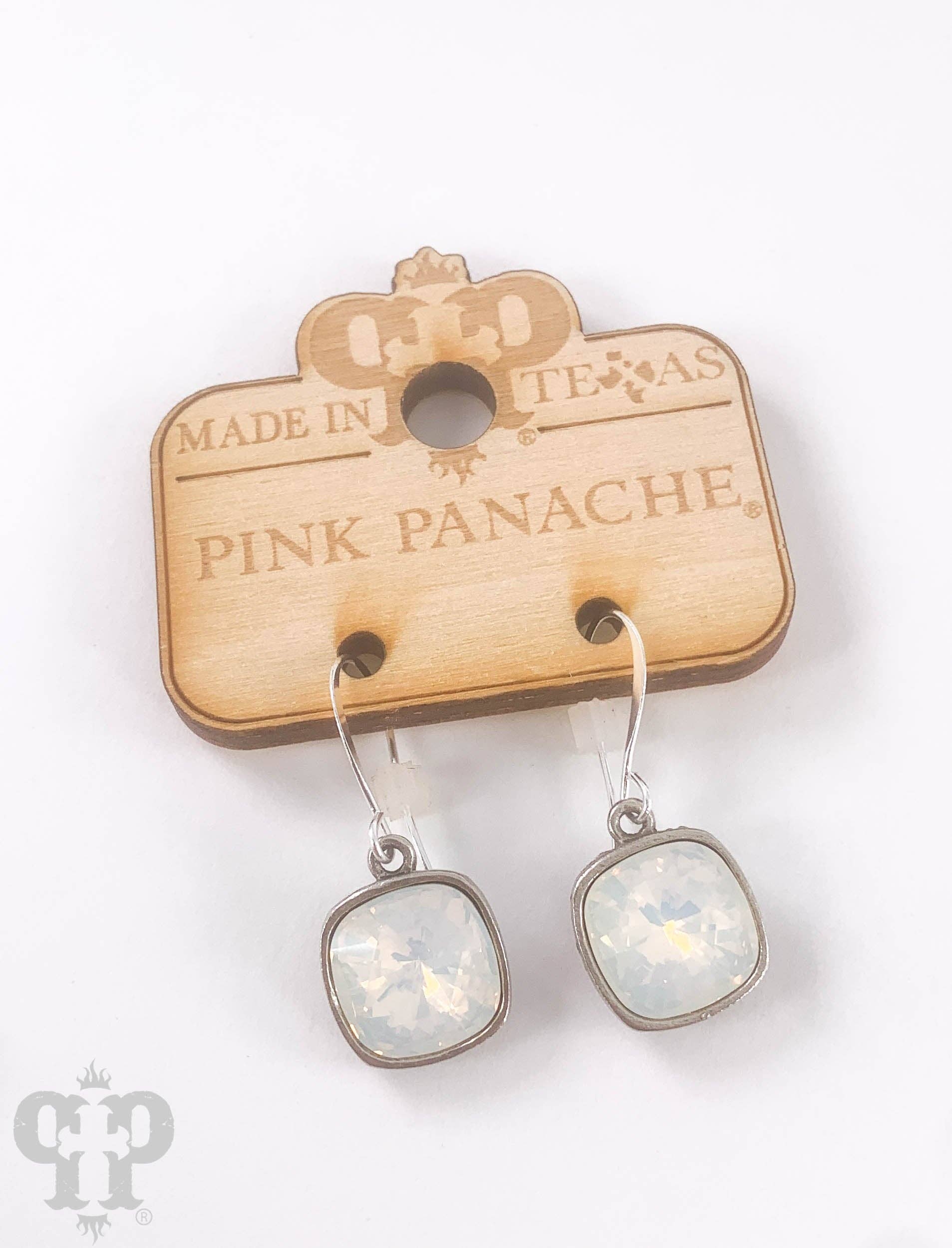 Pink Panache Brands - Wholesale Dangle Earrings - Austrian square crystal hook earring, 12mm6