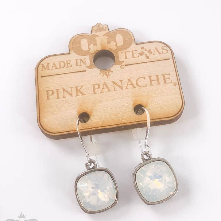 Pink Panache Brands - Wholesale Dangle Earrings - Austrian square crystal hook earring, 12mm6