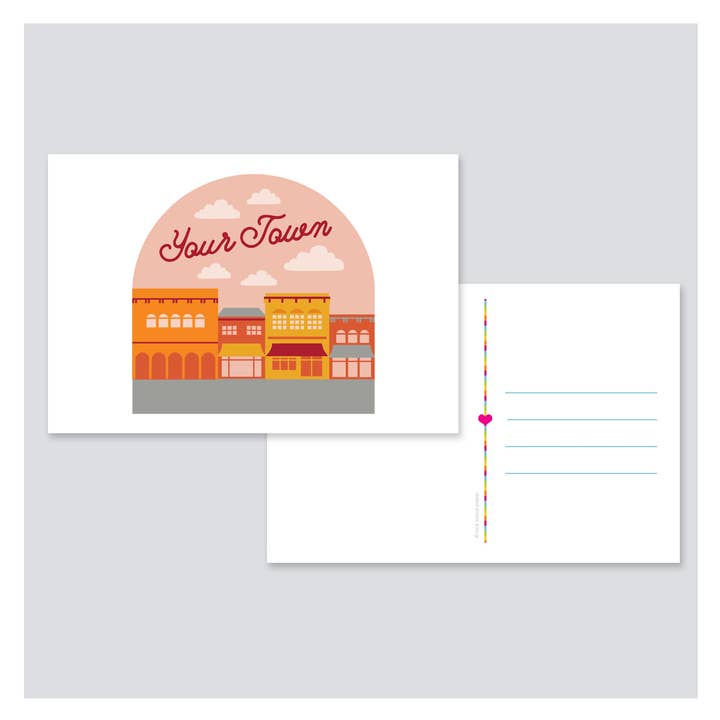 Personalized City Postcard - Small Town View for wholesale by Rock Scissor Paper
