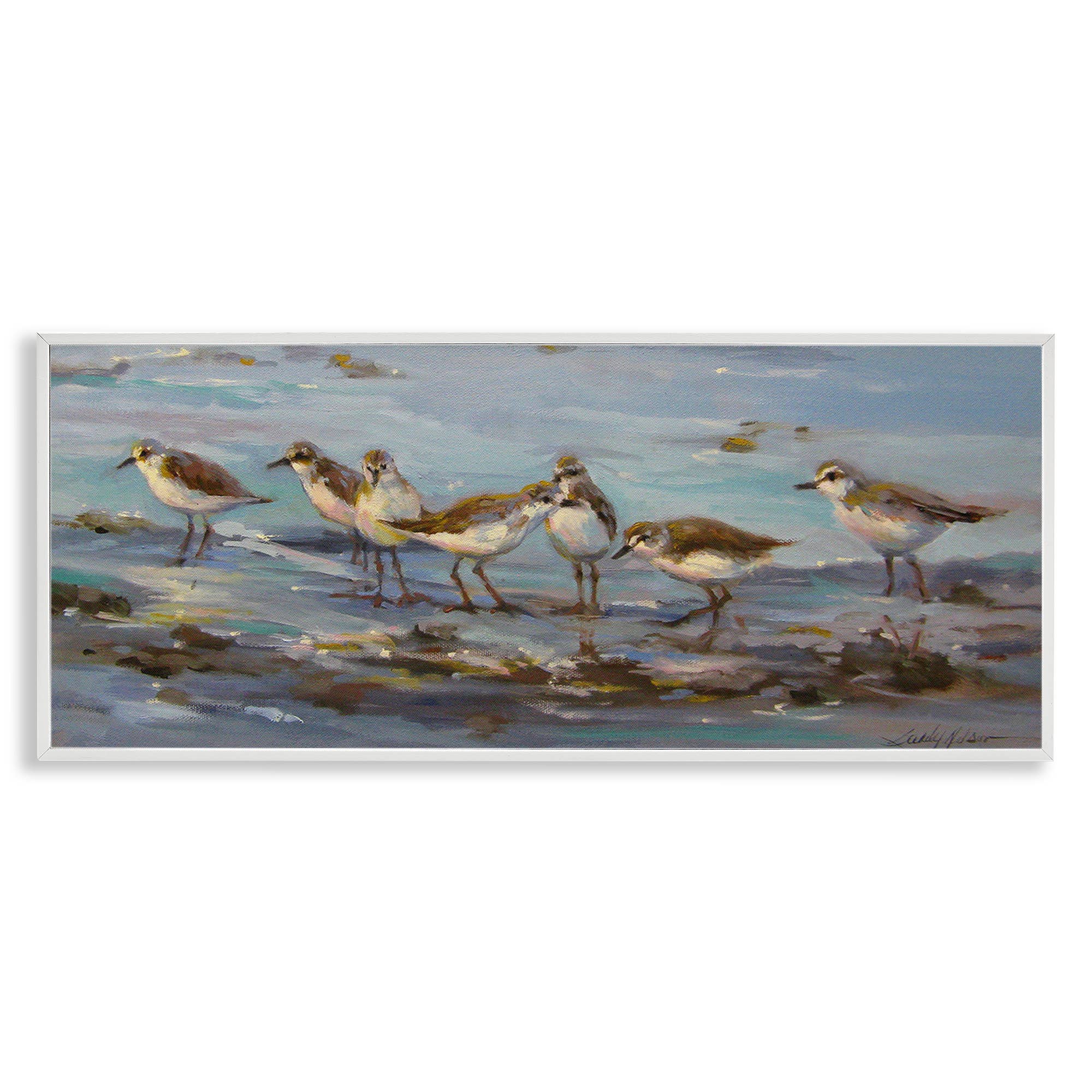 Stupell Industries - Wholesale Wall Sign - Sandpiper Flock on Shore - Framed Wall Art0