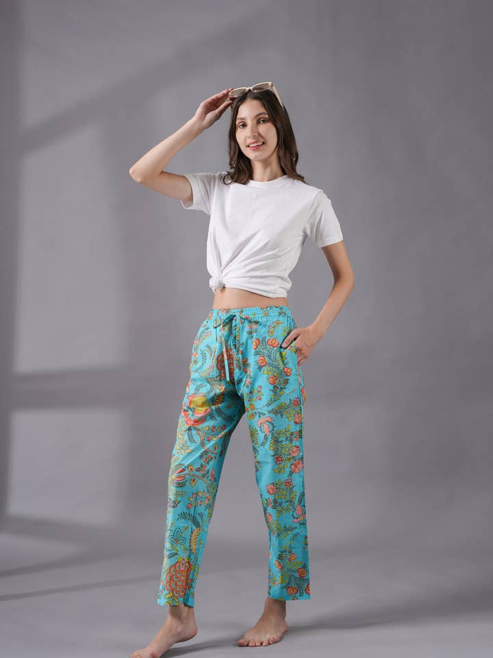 Sleep Pajamas, Soft Cotton PJ Pants Pockets- Tropical Dream for wholesale by Zillajee