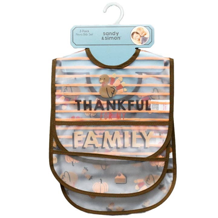 3pk THANKFUL BIBS - PEVA C/P 48 for wholesale by GreatBuy.com