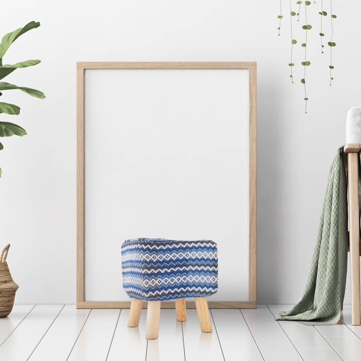 Spitiko Homes Stool 16"X14"X14" Blue Ivory for wholesale by Spitiko Homes