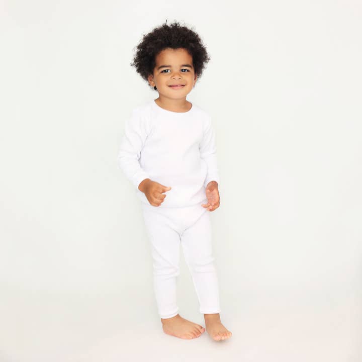 DreamBuy – wholesale Sleepwear set – Kids – White Ribbed Lounge Set Unisex Pyjama 2 Piece9