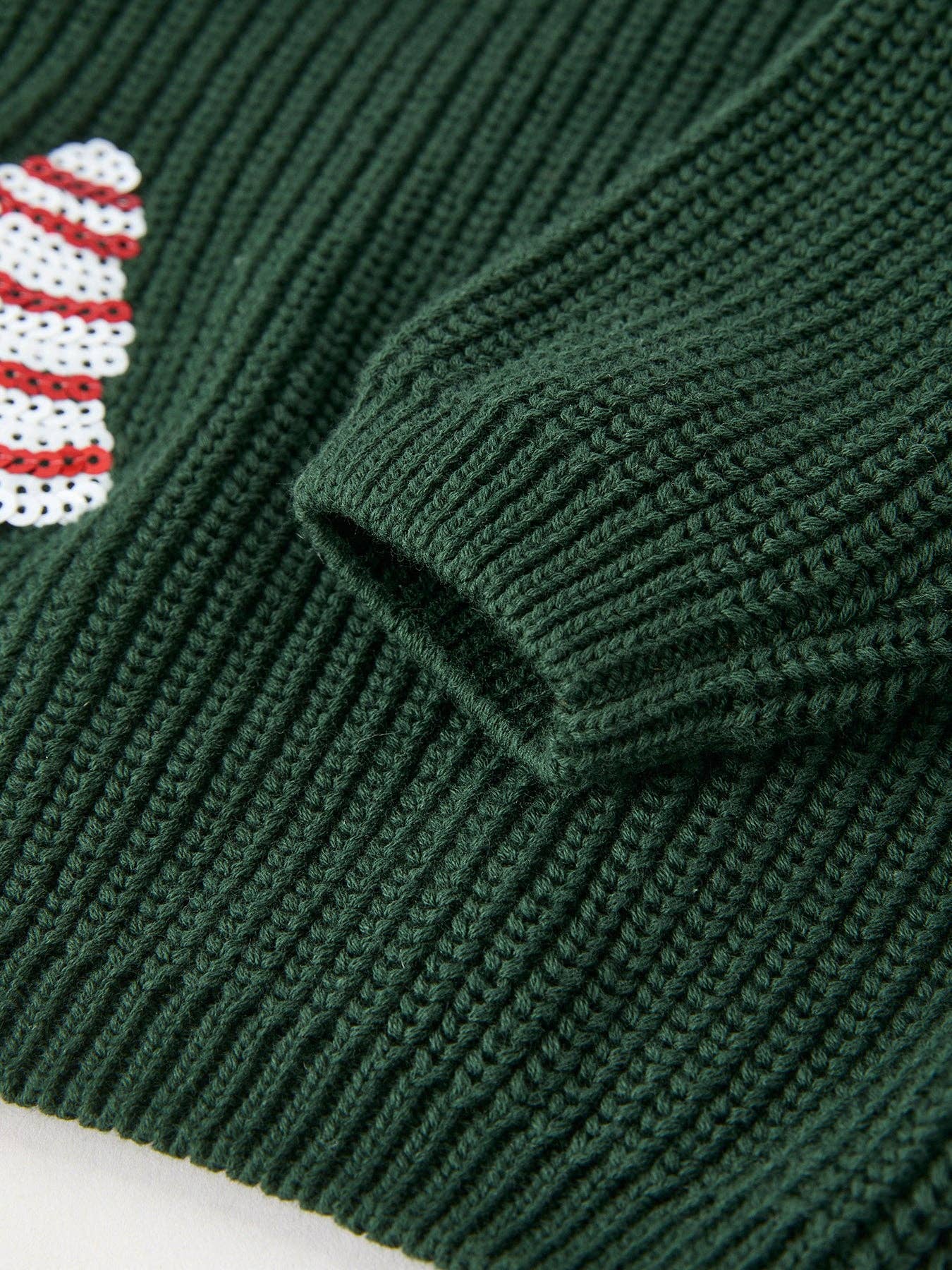 Rylee Faith Designs – wholesale Knitted jumper – Kids – Festive Holiday Girls Sweater with Candy Stripe Tree Sequins4