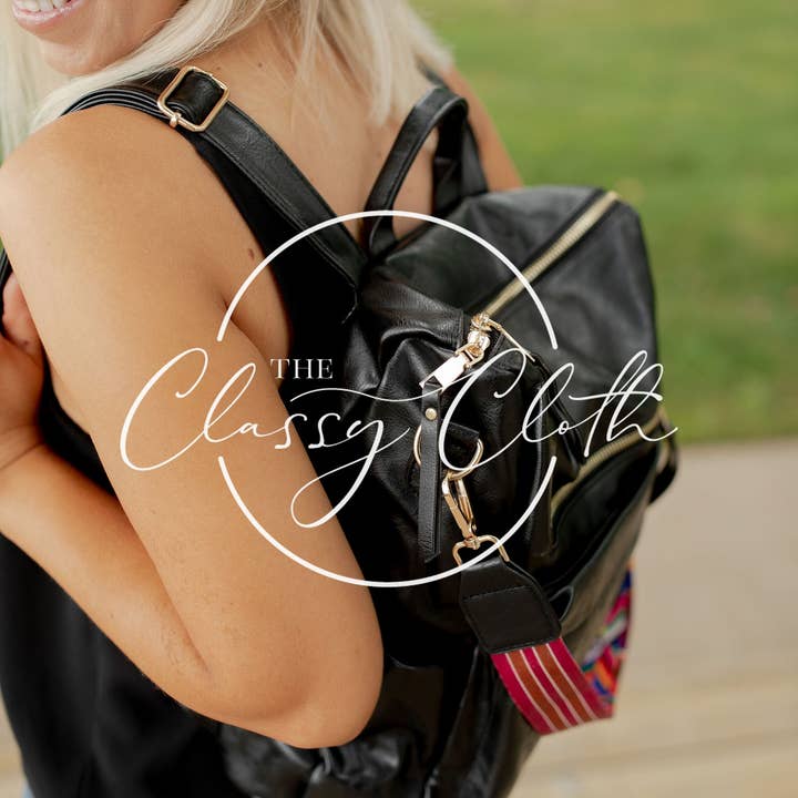 Chloe Convertible Backpack - Black - Black Boho Strap RTS for wholesale on Faire2