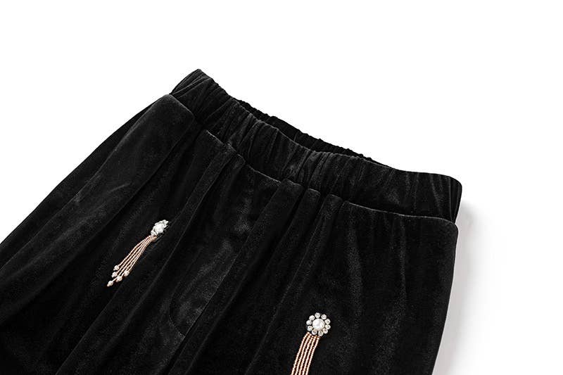 Productseeker – wholesale Kostymset – Dam – SET041 Kraftig pärlbyxa i sammet med breda ben19