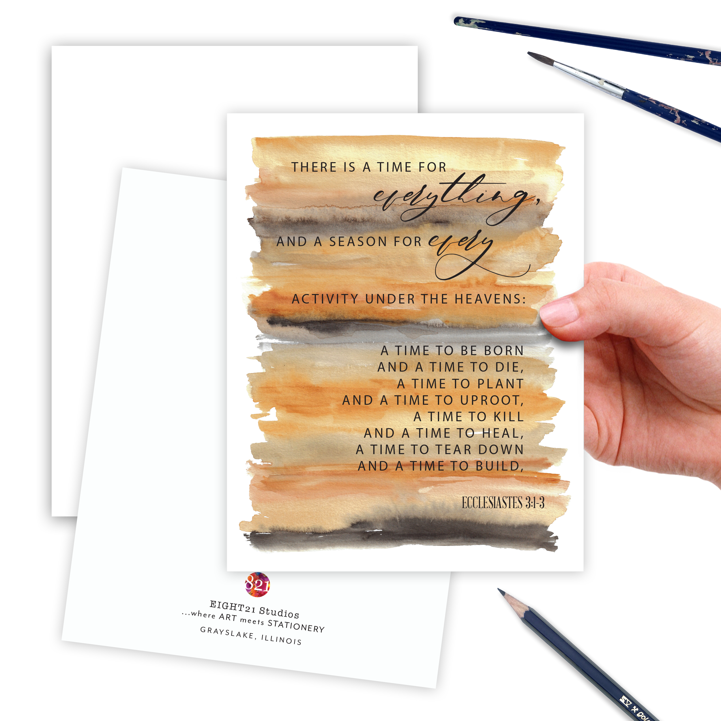 Eight21 Studios + Unique Greeting Cards, Art and Stationery - Wholesale Everyday Greeting Card - Ecclesiastes 3:1-3 Scripture Christian Verse Greeting Card1