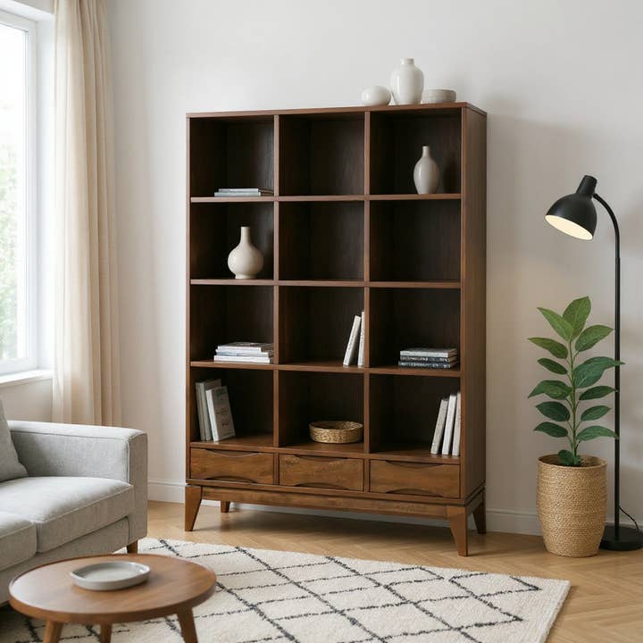 HOMYCASA DESIGN INC - Wholesale Cabinet - Cube Storage with Drawers - Walnut Brown