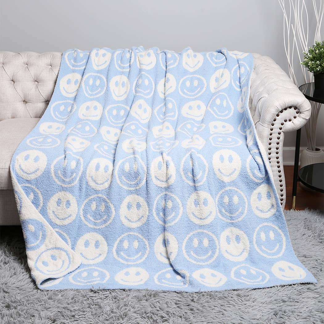 Fashion City - Wholesale Throw Blanket - Happy Face Patterned Throw Blanket7
