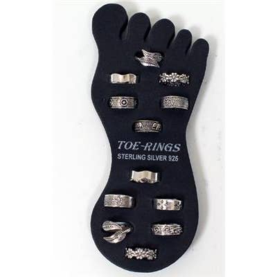Display Foot Of Assorted Sterling Silver Toe Rings for wholesale by Western Counties Wholesale