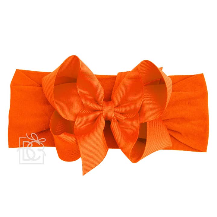 Beyond Creations, LLC - Wholesale Fashion Headband - Kids - WIDE PANTYHOSE HEADBAND W/CLASSIC GROSGRAIN BOW20
