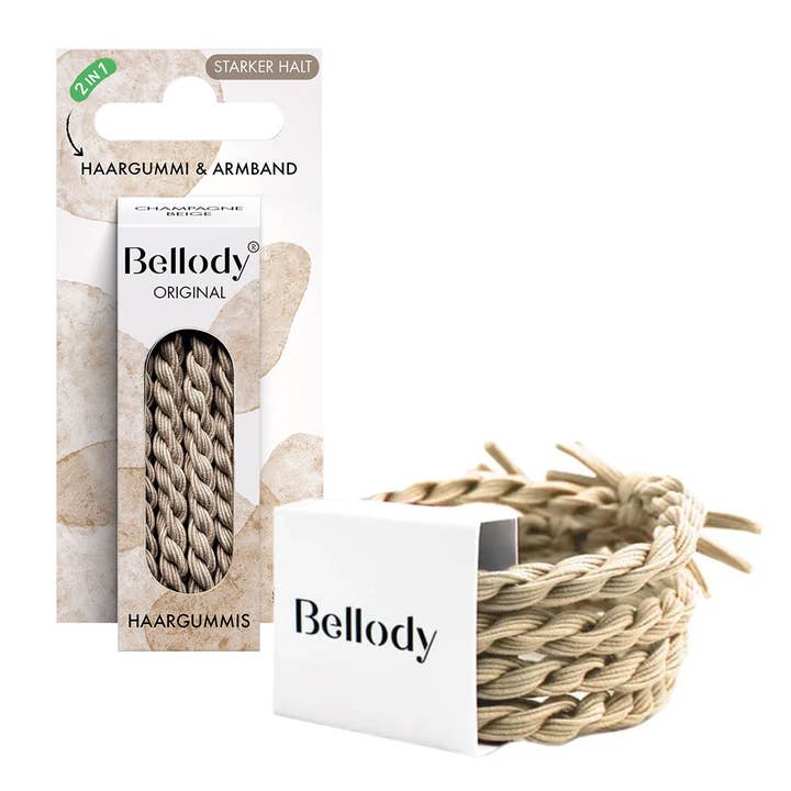 Hair scrunchies beige - Bellody® (4 pieces - champagne beige) for wholesale by Bellody GmbH