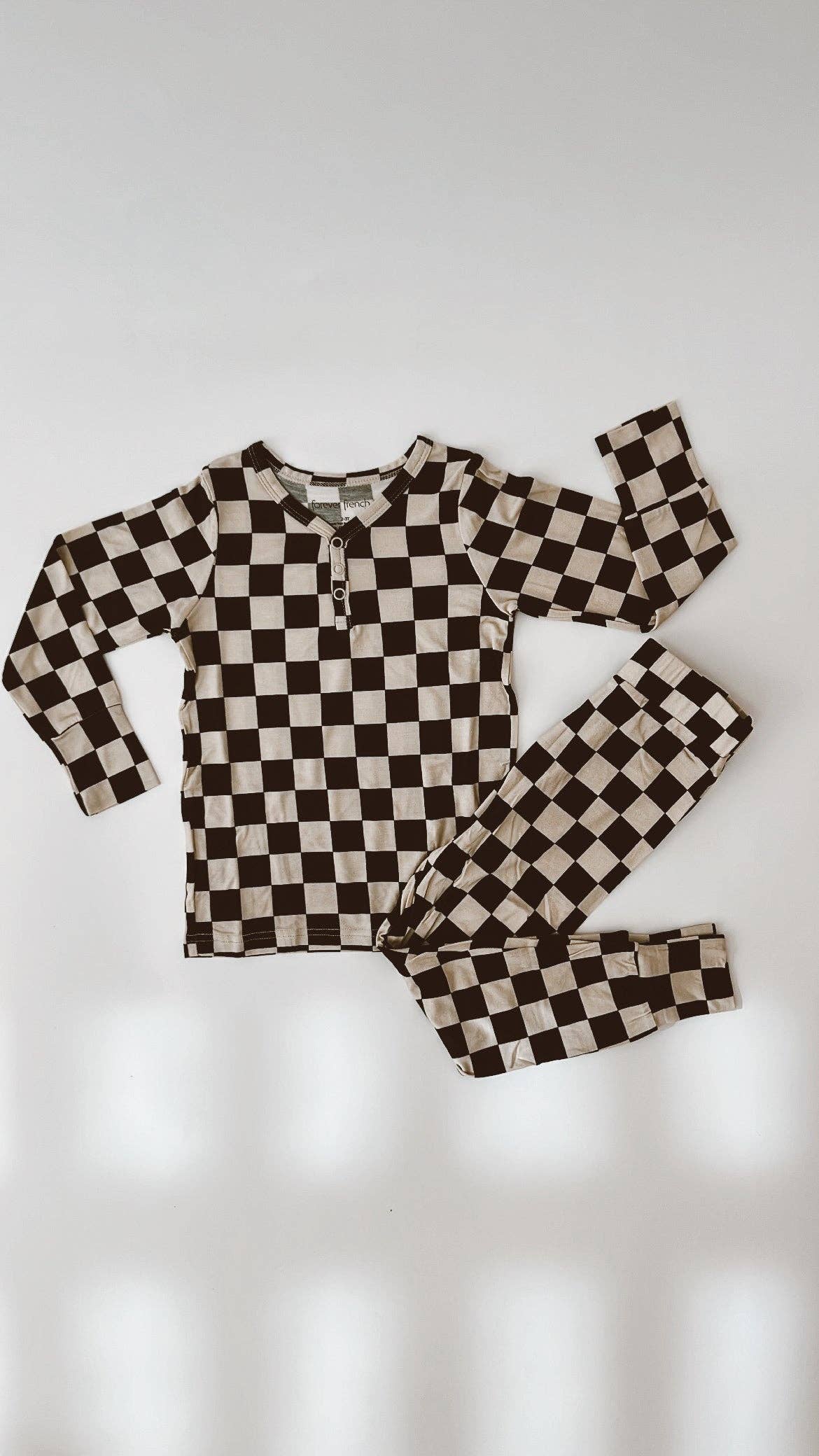 Forever French Baby - Wholesale Sleepwear Set - Kids - Bamboo Two Piece Pajamas | Black Checkerboard5