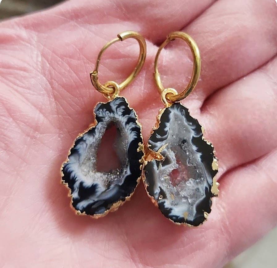 Sara Sela Jewelry - Wholesale Dangle Earrings - Gold Plated Agate/Druzy Dangle and Drop Earrings4