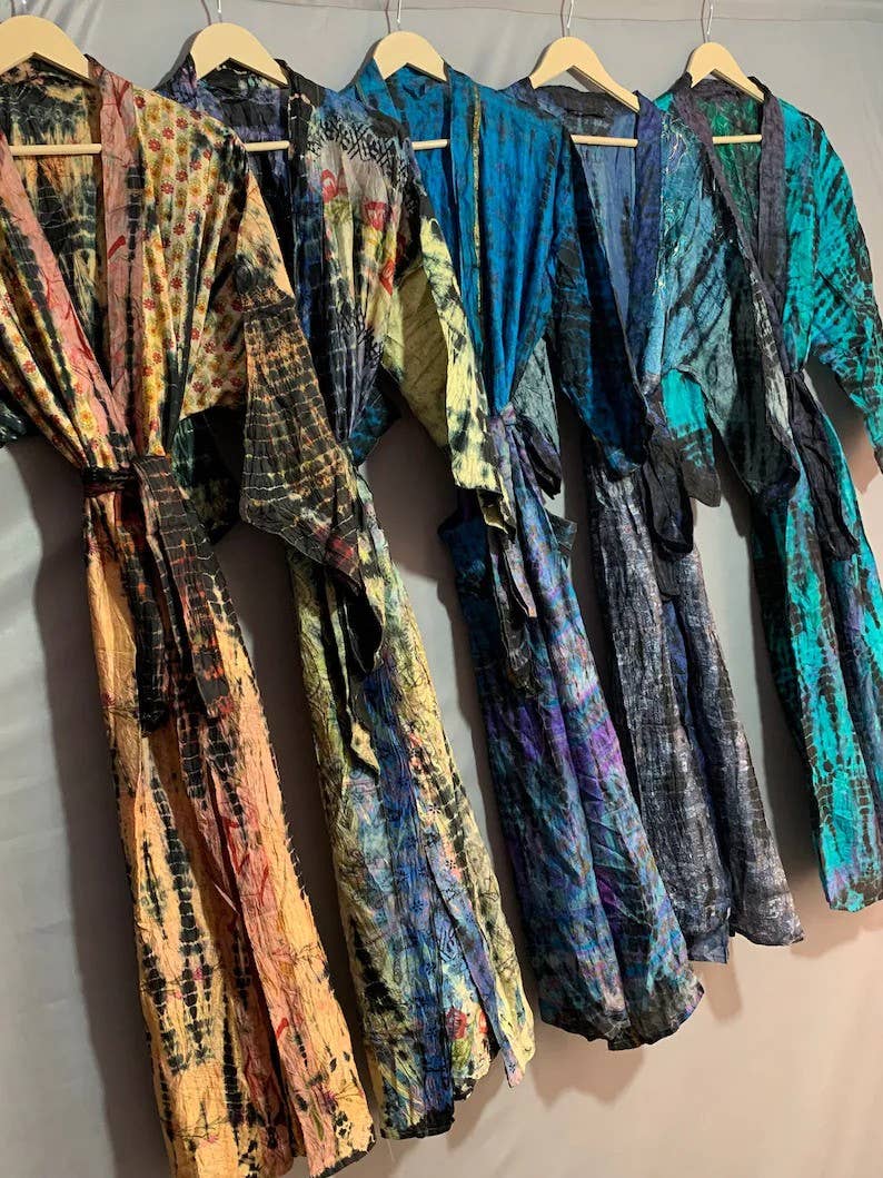bhavnas boutique - Vente Kimono – femme - Lot de 5 kimonos tie-dye faits main pour femme, teinture artisanale0