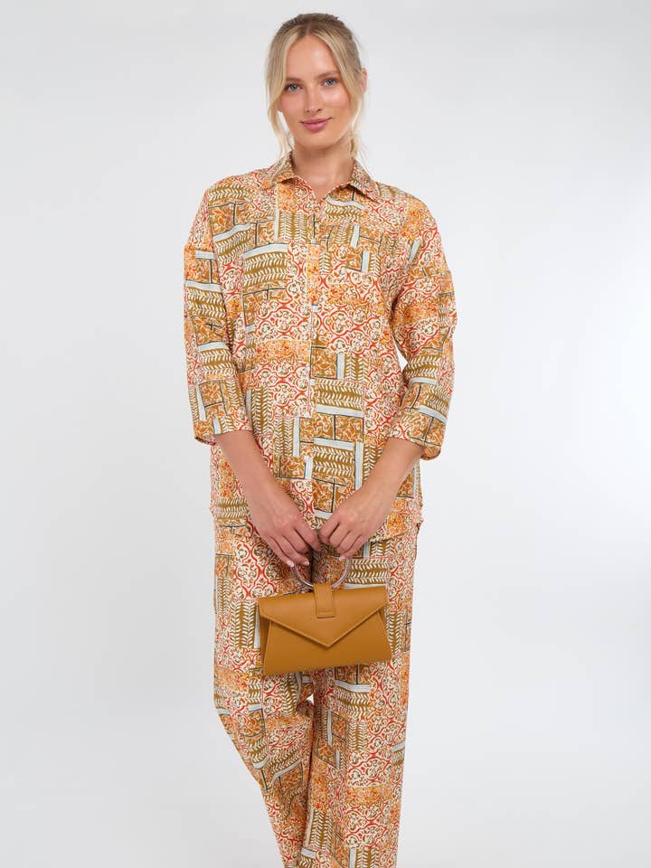 Patchwork-Print-Kombination in Orange für den Großhandel von Love Sunshine Wholesale