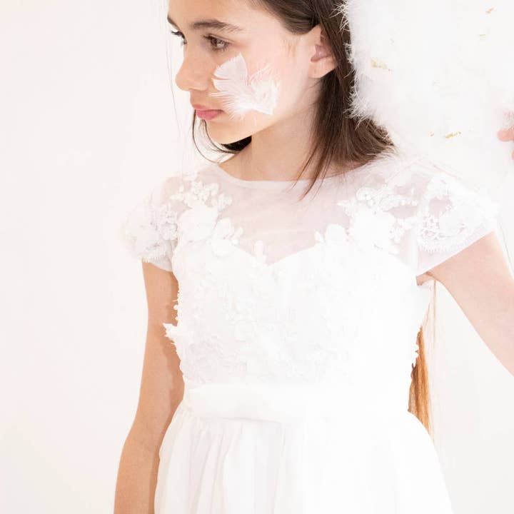 Yuko B - Wholesale Dress - Kids - JEANNE girl's dress - White1