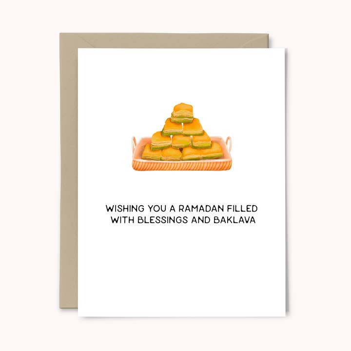 Paper Swan & Co. - Wholesale Eid & Ramadan Card - Baklava Ramadan Blessings Greeting Card