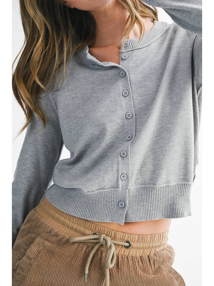 AEMI + CO - Wholesale Cardigan - Women's - 5176GN Ribbed Button-Up Knit Cardigan27