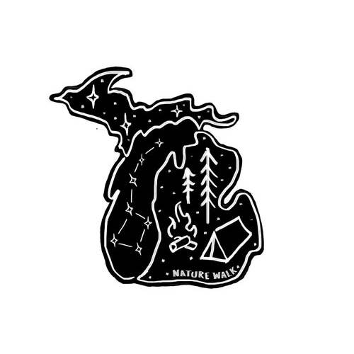 Autocollant Camp Michigan pour la vente par Nature Walk