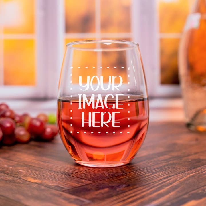 Blue Ridge Mountain Gifts - Wholesale Wine Glass - Stemless Wine Glass - Brand Logo - Custom Personalized Image