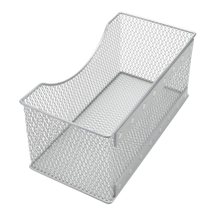 YBM HOME INC. - Vente Paniers - Panier de rangement magnétique en maille 11 x 5,5 x 5, argent et blanc1