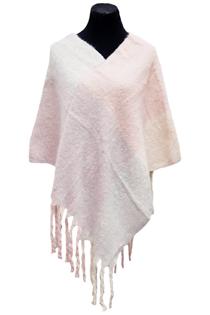 ASSORTED Multi Plaid Color Block Faux Cashmere Poncho for wholesale on Faire10