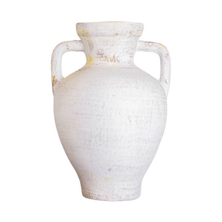 Lesbos White Urn Vase With Handles Large for wholesale by Luxe B Co