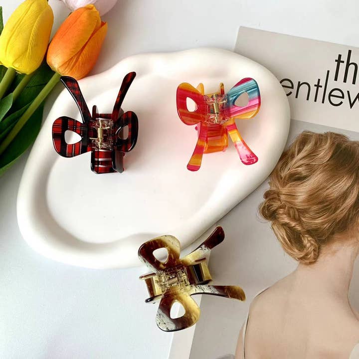 Dipped Shop - Vendita all'ingrosso Fermaglio per capelli - Donna - Graziosi artigli per capelli dolci con nodo a fiocco colorato DPC170610