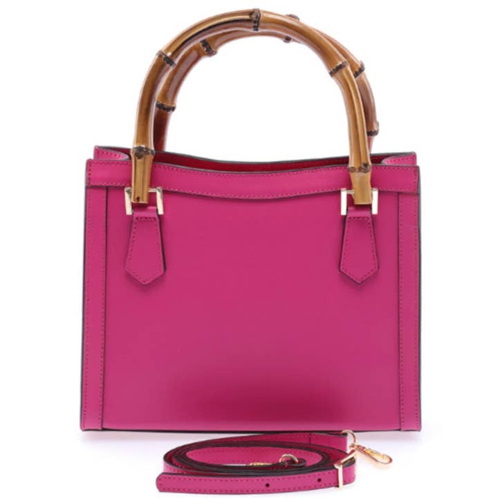 MODARNO - Wholesale Handtas met handvat - Dames - Modarno Lederen tas met handvat van bamboe, Mad handtas