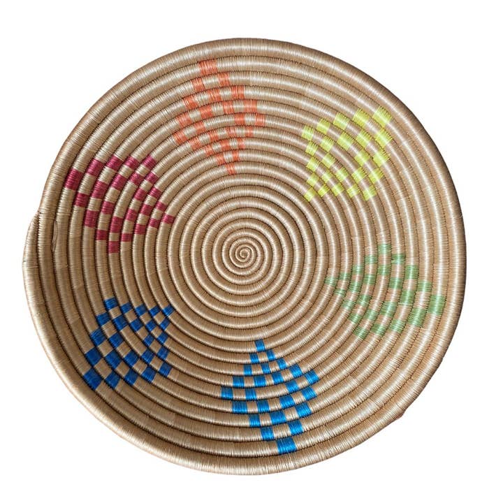 Hand Woven Basket, Natural/Accents for wholesale by Agaseke Weaving Community