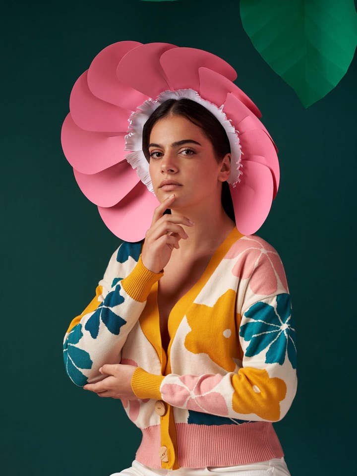 Egyptian cotton jacket with yellow, pink and green flowers for wholesale by Magical Crisálida