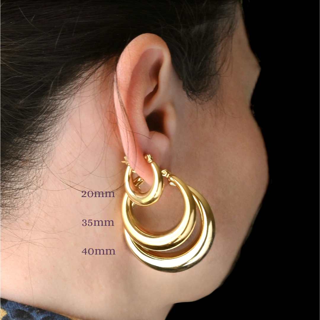 Blueyejewelry - Wholesale Hoop earrings - 18k Gold Crescent Hoops - Lightweight Large Hoop Earrings3