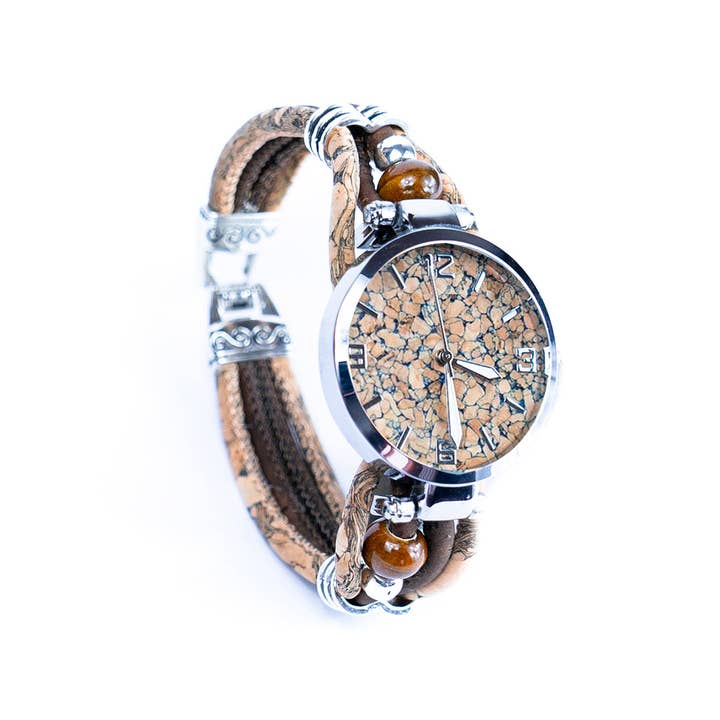 Meninas Bonitas Cork – wholesale Woven/braided bracelet – Colored Cork Threads and Ceramic Beads Handmade watch WA-449