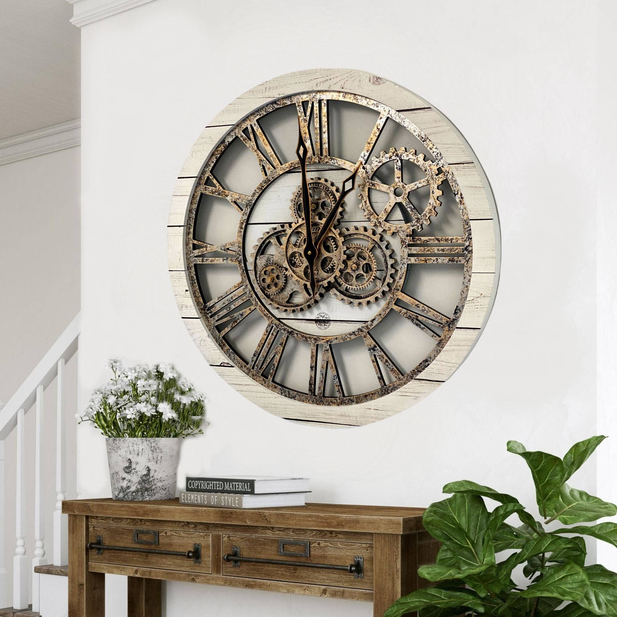 The Gears Clock - Wholesale Wall Clock - AMERICA LINE WALL CLOCK 24 INCH WHITE FARMHOUSE10