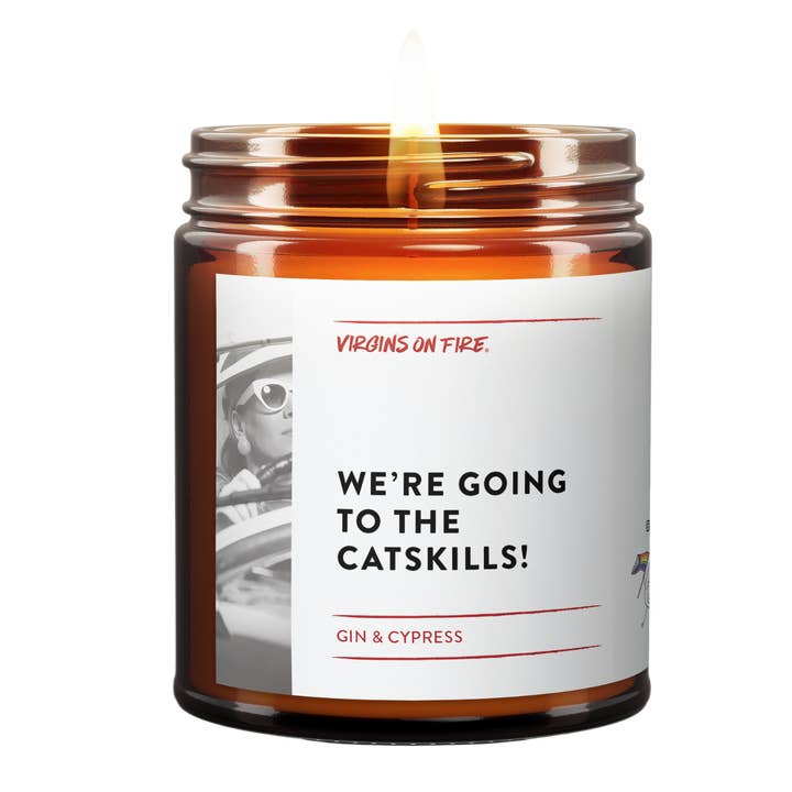 ⛰️ WE'RE GOING TO THE CATSKILLS! (Gin & Cypress) Soy Candle for wholesale by Virgins On Fire Candle Co.