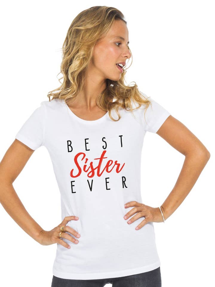 HVID T-SHIRT TIL KVINDER BEDSTE SØSTER NOGENSINDE for engroshandel hos Le Roi du T-shirt