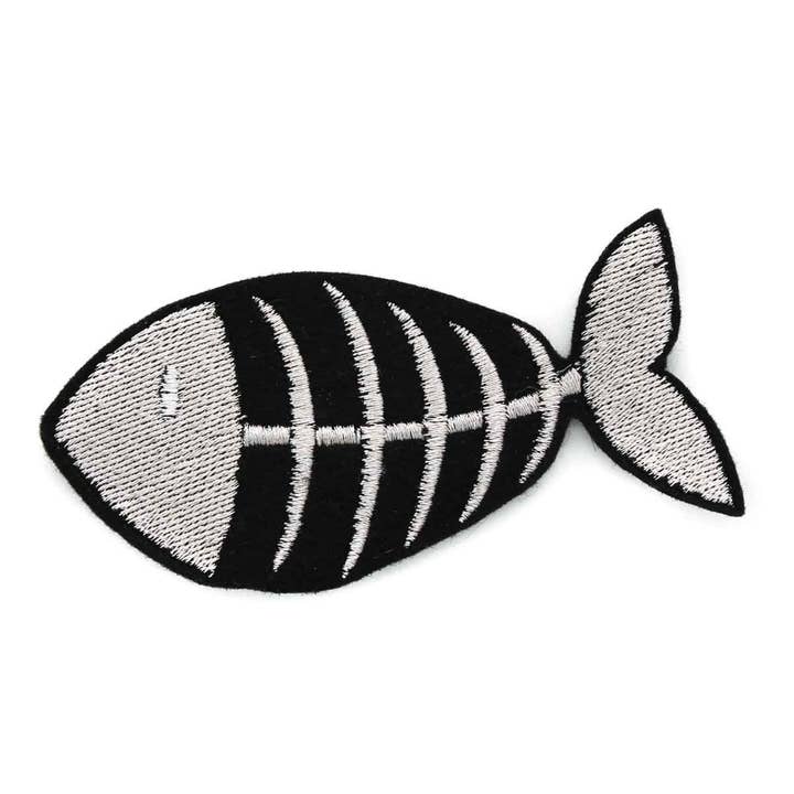 Fish Bones Embroidered Iron on Patch for wholesale by Project Pinup