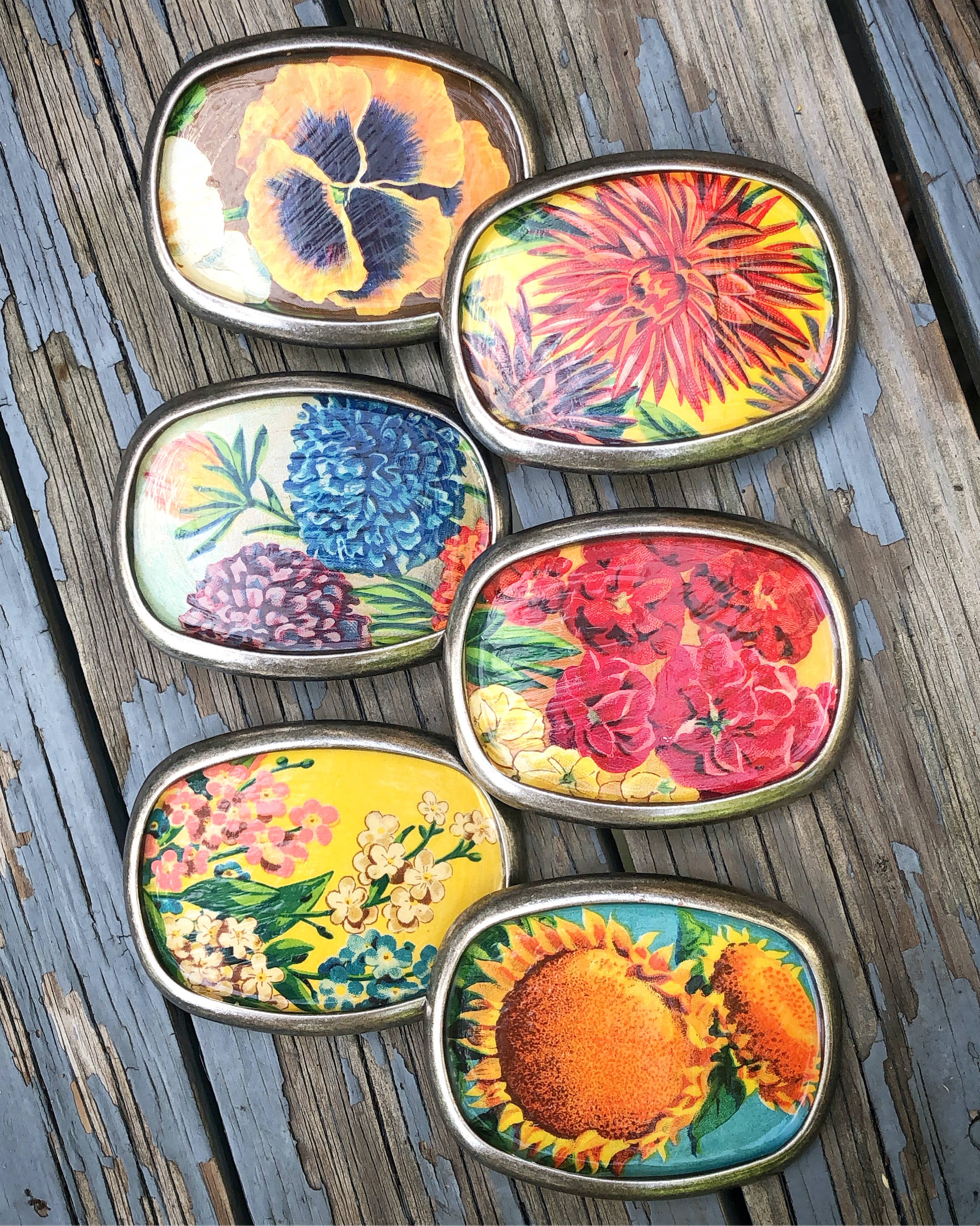 joeyfivecents - Vente Boucle de ceinture – femme - Boucle de ceinture, botanique - fleurs, couleur jardin, saturée6