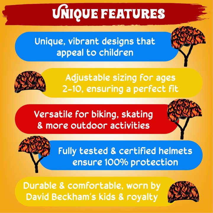 Kiddimoto – Großhandel Fahrrad/Roller – Kinder – Kiddimoto Flames Kinder-Fahrradhelm für 2- bis 10-Jährige5