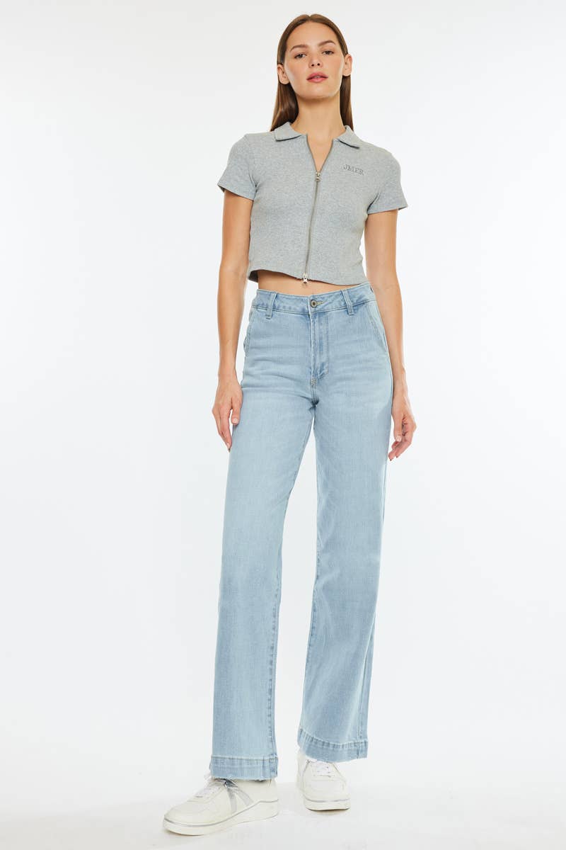 LIGHT OPEN PACK HIGH RISE WIDE LEG TROUSER JEANS-KC7127L for wholesale on Faire1