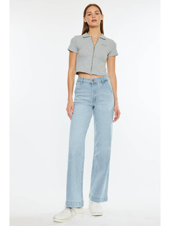 LIGHT OPEN PACK HIGH RISE WIDE LEG TROUSER JEANS-KC7127L for wholesale on Faire1