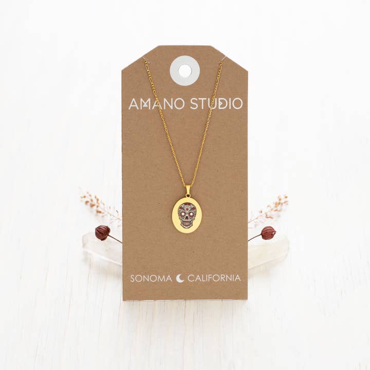Amano Studio - Wholesale Halskettinghanger - Halsketting met Mexicaanse Sugar Skull met hanger2